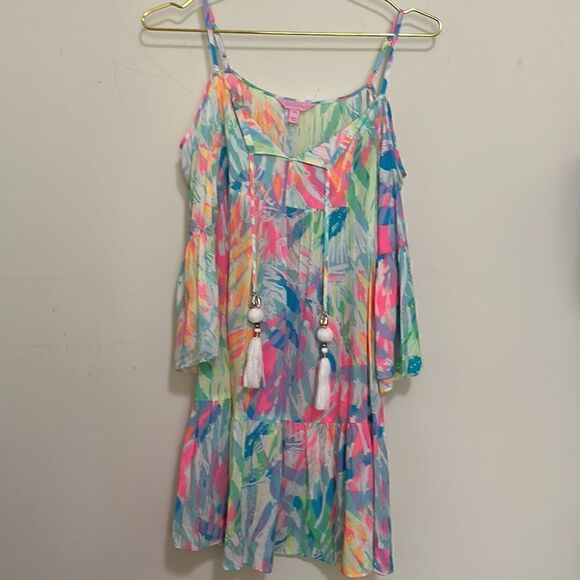 Lilly Pulitzer | Alanna Dress Sparkling Sands Off the Shoulder Mini Dress | XXS - Picture 4 of 6